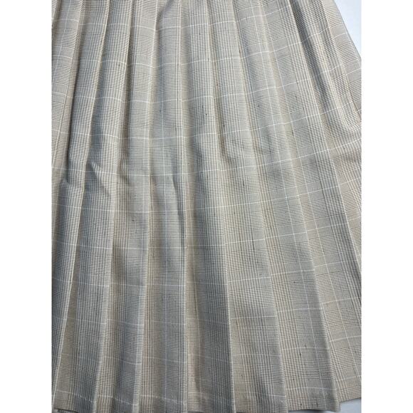 Vintage‎ Women's Bill Blass Pleated Checked Tan and Cream Skirt, Size 6 - Picture 3 of 5